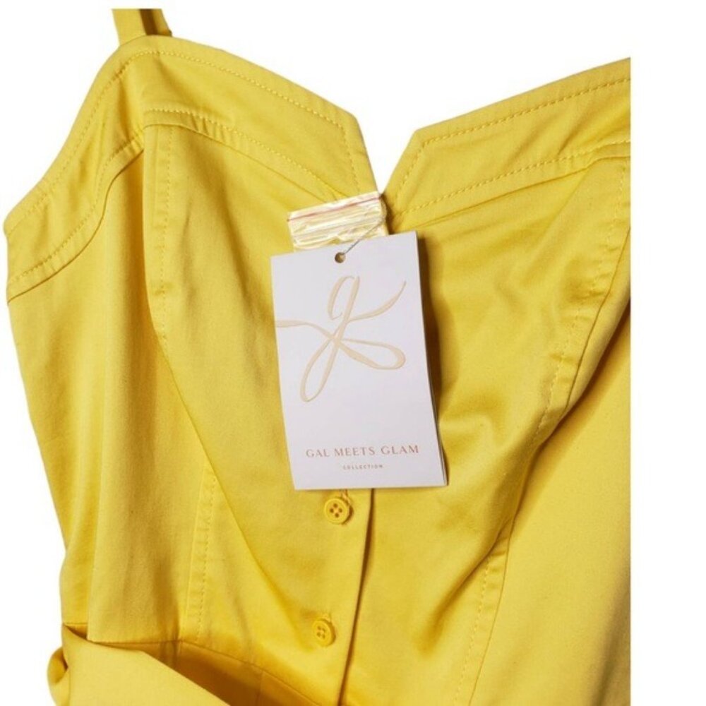 Gal Meets Glam Francesca Marigold Fit and Flare Sleeveless Dress Yellow 2 NWT - Picture 8 of 9